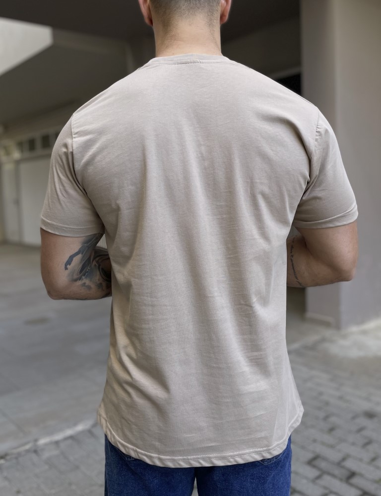 Everbest ανδρικό μπεζ Tshirt με τύπωμα 242802B φωτογραφία